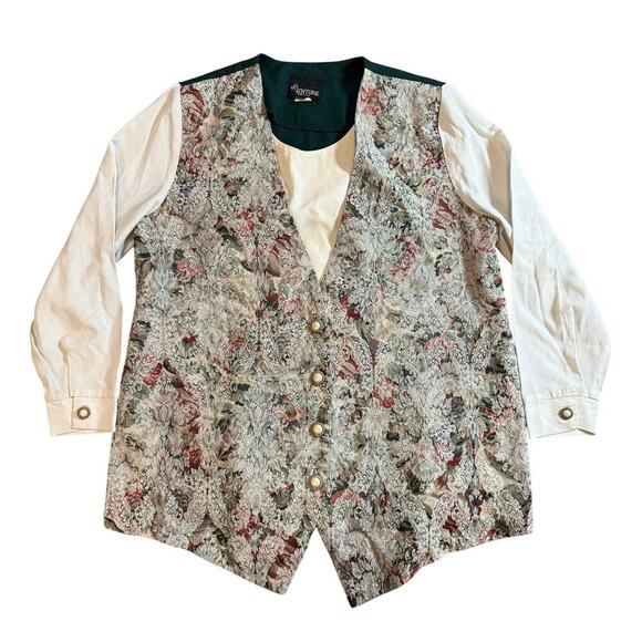 RARE Vintage 90's Nu Venture Floral Vest and Blouse - Picture 1 of 9
